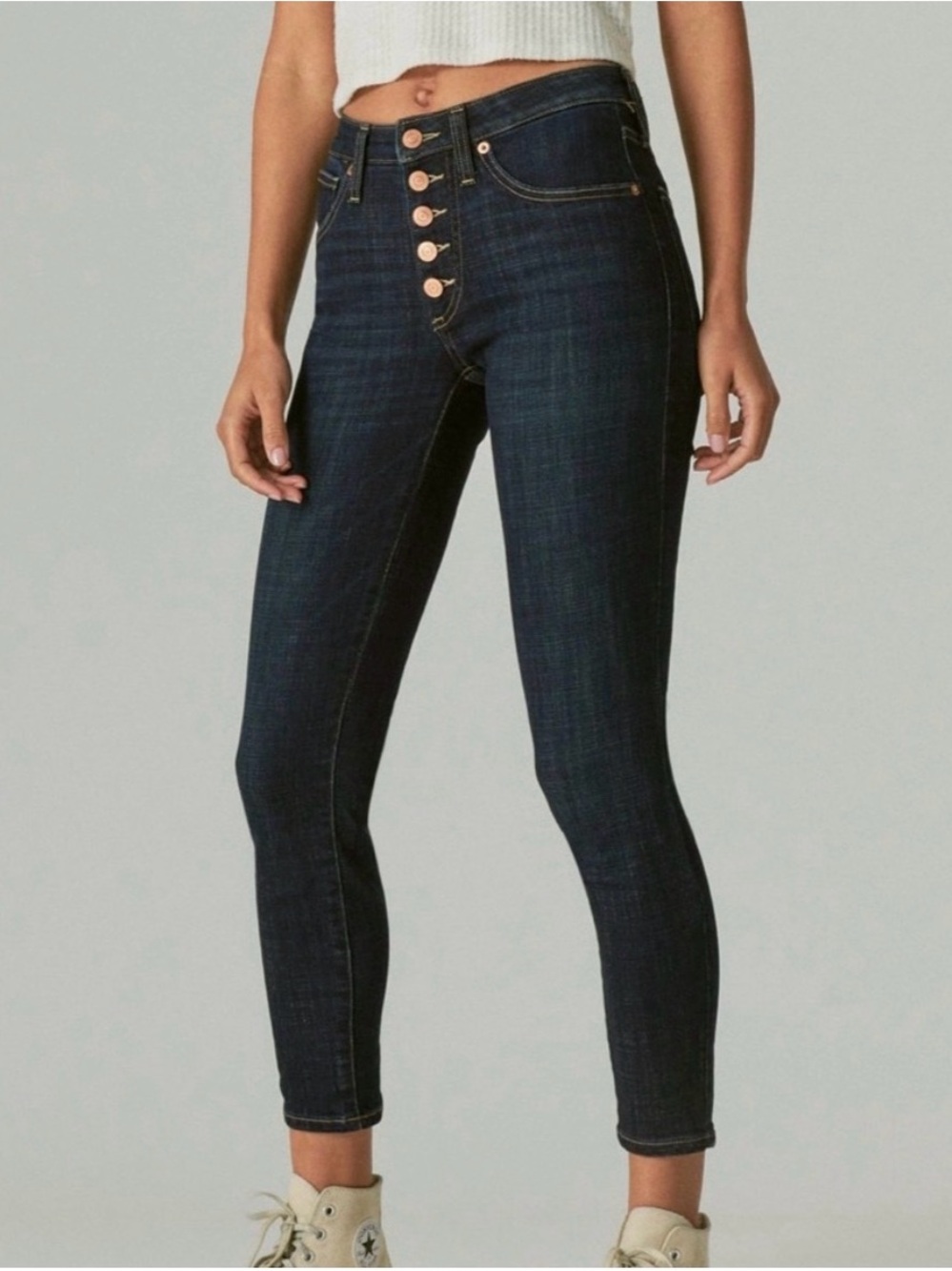Lucky Brand Skinny Ava Mid Rise Dark Wash Jeans Button Fly